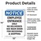 Signmission Employee Entrance Only No Deliveries OSHA Notice Sign, Plastic, 10in W x 14in L, 2PK OS-2PACK-NS-P-1014-V-11946 - alternate 5